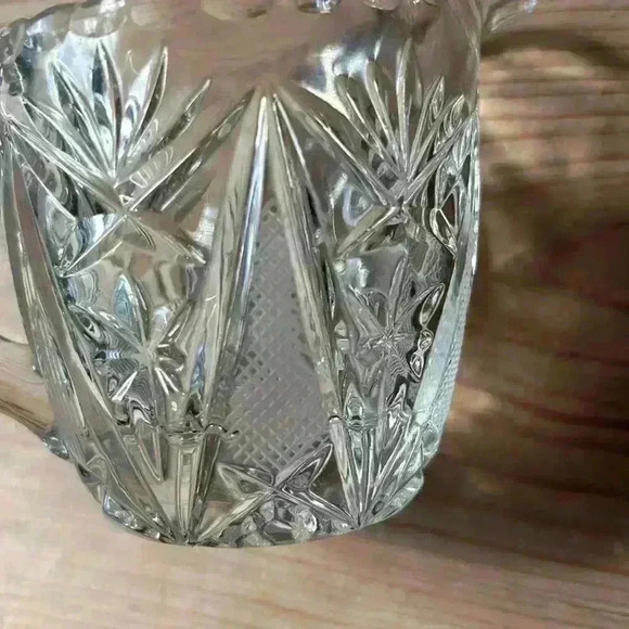 Mid Century Cut Crystal Etched Tray With Matching Creamer And Sugar Bowl W/Lid - Picture 6 of 9